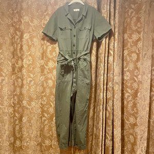 Madewell XXL (18W) olive denim short sleeved tie-wasted jumpsuit